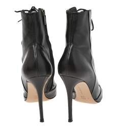 Pre Owned Gianvito Rossi Black Patent and Leather Lace-Up Ankle Booties Size 39