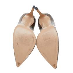 Pre Owned Gianvito Rossi Multicolor Iridescent Laser Cut Leather And PVC Pointed Toe Pumps Size 38