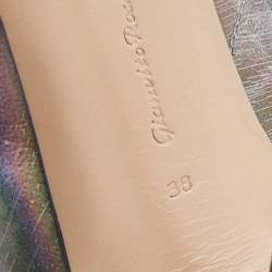 Pre Owned Gianvito Rossi Multicolor Iridescent Laser Cut Leather And PVC Pointed Toe Pumps Size 38