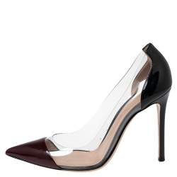 Pre Owned Gianvito Rossi Two Tone Patent Leather and PVC Plexi Pumps Size 38.5