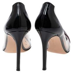 Pre Owned Gianvito Rossi Two Tone Patent Leather and PVC Plexi Pumps Size 38.5