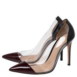 Pre Owned Gianvito Rossi Two Tone Patent Leather and PVC Plexi Pumps Size 38.5