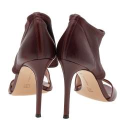 Pre Owned Gianvito Rossi Burgundy Leather Ankle Cuff Sandals Size 38