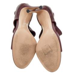 Pre Owned Gianvito Rossi Burgundy Leather Ankle Cuff Sandals Size 38