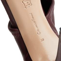Pre Owned Gianvito Rossi Burgundy Leather Ankle Cuff Sandals Size 38