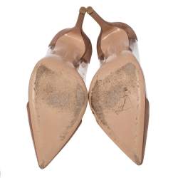 Pre Owned Gianvito Rossi Nude Pink Suede and PVC Plexi Pumps Size 38.5