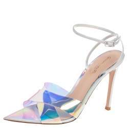 Pre Owned Gianvito Rossi Iridescent Leather and PVC Plexi Stark Sandals Size 36