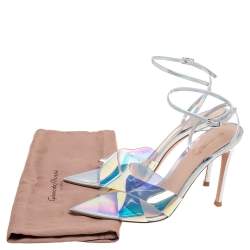 Pre Owned Gianvito Rossi Iridescent Leather and PVC Plexi Stark Sandals Size 36