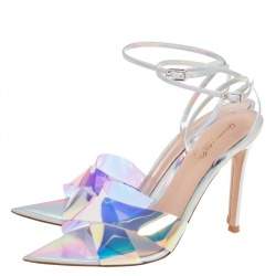 Pre Owned Gianvito Rossi Iridescent Leather and PVC Plexi Stark Sandals Size 36