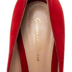 Pre Owned Gianvito Rossi Red Suede Pointed Toe Pumps Size 41