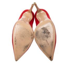 Pre Owned Gianvito Rossi Red Suede Pointed Toe Pumps Size 41