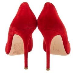 Pre Owned Gianvito Rossi Red Suede Pointed Toe Pumps Size 41