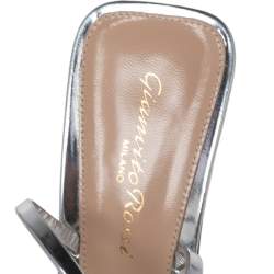 Pre Owned Gianvito Rossi Silver Leather And PVC Ankle Wrap Sandals Size 39