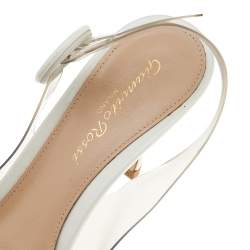 Pre Owned Gianvito Rossi White Patent Leather And PVC Plexi Pointed Toe Slingback Sandals Size 35