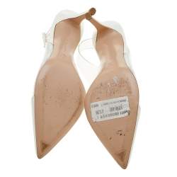 Pre Owned Gianvito Rossi White Patent Leather And PVC Plexi Pointed Toe Slingback Sandals Size 35