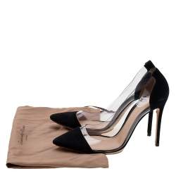 Pre Owned Gianvito Rossi Black Suede And PVC Plexi Pointed Toe Pumps Size 36