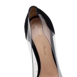 Pre Owned Gianvito Rossi Black Suede And PVC Plexi Pointed Toe Pumps Size 36