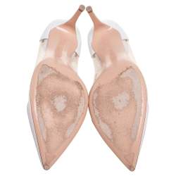 Pre Owned Gianvito Rossi White Leather And PVC Plexi Pumps Size 39