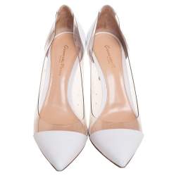 Pre Owned Gianvito Rossi White Leather And PVC Plexi Pumps Size 39