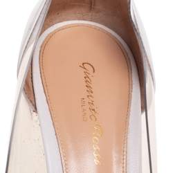 Pre Owned Gianvito Rossi White Leather And PVC Plexi Pumps Size 39