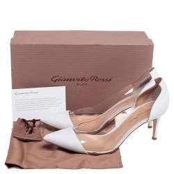 Pre Owned Gianvito Rossi White Leather And PVC Plexi Pumps Size 39