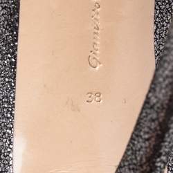 Pre Owned Gianvito Rossi Grey/Black Laminated Suede Vamp Peep-Toe Ankle Booties Size 38