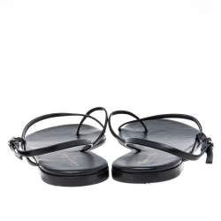 Pre Owned Gianvito Rossi Black Leather Crossover Strap Flat Sandals Size 37