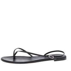 Pre Owned Gianvito Rossi Black Leather Crossover Strap Flat Sandals Size 37