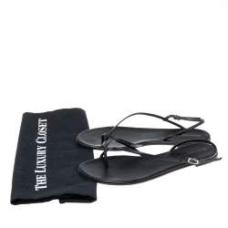 Pre Owned Gianvito Rossi Black Leather Crossover Strap Flat Sandals Size 37