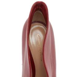 Pre Owned Gianvito Rossi Red Leather Vamp Peep Toe Booties Size 40