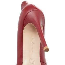 Pre Owned Gianvito Rossi Red Leather Vamp Peep Toe Booties Size 40