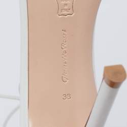 Pre Owned Gianvito Rossi White Leather and Feather Athena Sandals Size 38