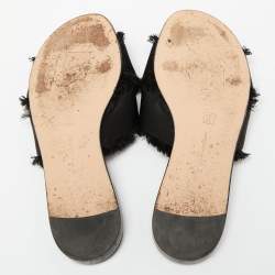 Gianvito Rossi Black Satin Barth Flat Slides Size 36