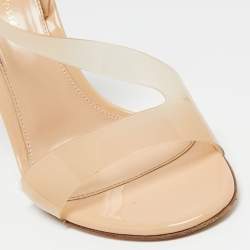 Pre Owned Gianvito Rossi Beige PVC Metropolis Slingback Sandals Size 38.5