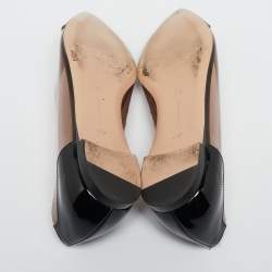 Pre Owned Gianvito Rossi Black Patent Leather and PVC Plexi Ballet Flats Size 36.5