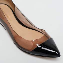 Pre Owned Gianvito Rossi Black Patent Leather and PVC Plexi Ballet Flats Size 36.5