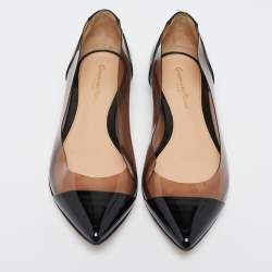 Pre Owned Gianvito Rossi Black Patent Leather and PVC Plexi Ballet Flats Size 36.5