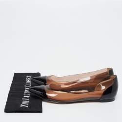 Pre Owned Gianvito Rossi Black Patent Leather and PVC Plexi Ballet Flats Size 36.5