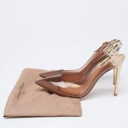 Pre Owned Gianvito Rossi Brown PVC And Leather Kyle 105 Ankle Strap Sandals Size 39