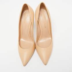 Pre Owned Gianvito Rossi Beige Leather Continuity Pumps Size 36.5