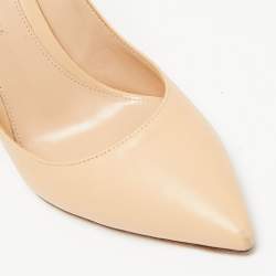 Pre Owned Gianvito Rossi Beige Leather Continuity Pumps Size 36.5