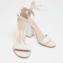 Pre Owned Gianvito Rossi White Leather Ankle Strap Portofino Sandals Size 36