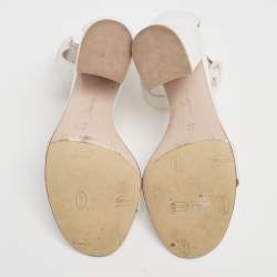 Pre Owned Gianvito Rossi White Leather Ankle Strap Portofino Sandals Size 36