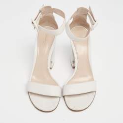 Pre Owned Gianvito Rossi White Leather Ankle Strap Portofino Sandals Size 36