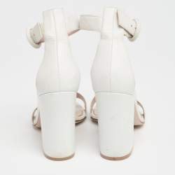 Pre Owned Gianvito Rossi White Leather Ankle Strap Portofino Sandals Size 36