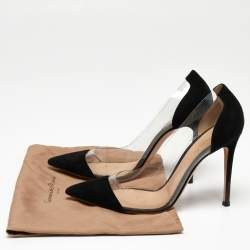 Pre Owned Gianvito Rossi Black Suede and PVC Plexi Pumps Size 38