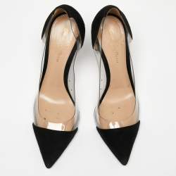 Pre Owned Gianvito Rossi Black Suede and PVC Plexi Pumps Size 38
