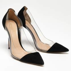 Pre Owned Gianvito Rossi Black Suede and PVC Plexi Pumps Size 38