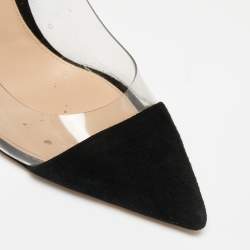 Pre Owned Gianvito Rossi Black Suede and PVC Plexi Pumps Size 38