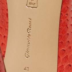 Pre Owned Gianvito Rossi Orange Python Leather Pointed Toe Pumps Size 41